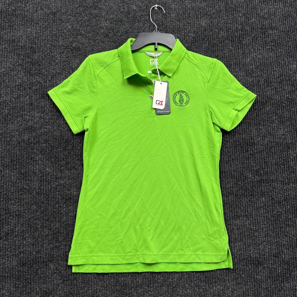 Cutter & Buck DryTec Golf Polo Womens S Small Lime Green Arkansas State Golf NWT